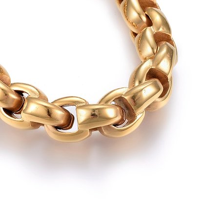 304 Stainless Steel Box Chain Bracelets, with Spring Ring Clasps