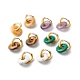 Handmade Natural & Synthetic Gemstone Dangle Hoop Earrings, with 304 Stainless Steel Huggie Hoop, Oval, Mixed Stone