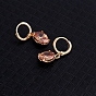 Real 18K Gold Plated Hot Trends Oval Brass Rhinestone Dangle Hoop Earrings, 25x8mm