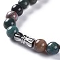 Round & Trapezoid Gemstone Beaded Necklaces, with Brass Screw Clasps, 18.1 inch
