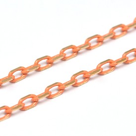 Electroplate Brass Cable Chains, Diamond Cut Chains, Two Tone, Soldered, Faceted, with Spool, Oval, Lead Free & Nickel Free