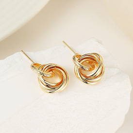 Exaggerated Baroque Metal Texture Circle Sweet Cool Earrings - High-end, Versatile, Studs.