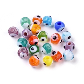 Perles lampwork, perles au chalumeau, faits à la main, mauvais œil, 6mm, Trou: 2mm