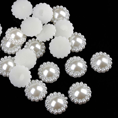 ABS Plastic Imitation Pearl Cabochons, Flower, 11x3.5mm, about 1000pcs/bag