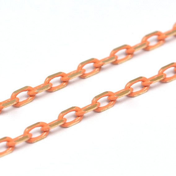 Galvaniser les chaînes de câbles en laiton, chaînes de coupe de diamant, deux tons, soudé, facette, avec bobine, ovale, sans plomb et sans nickel