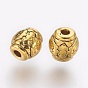 Tibetan Style Alloy Beads, Cadmium Free & Lead Free, Drum with Flower