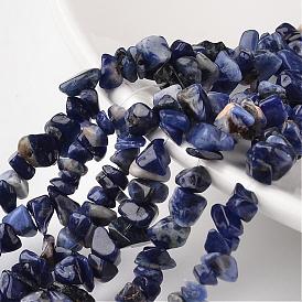 Chip Natural Blue Spot Stone Bead Strands, 4~6x8~12x2~4mm, Hole: 1mm, about 34.6 inch