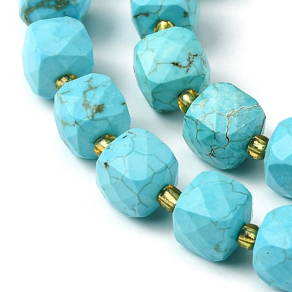 Hilos de perlas turquesa azul sintético, con granos de la semilla, cubo facetas