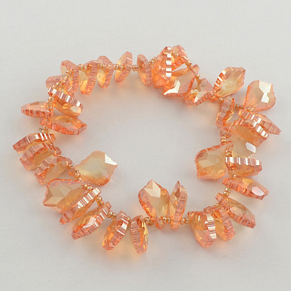 Plated Faceted Leaf Glass Beads
