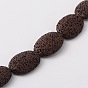 Brins de perles de pierre de lave synthétique ovales teints, 26~27x20~21x8mm, Trou: 1mm, Environ 15 pcs/chapelet, 15.3 pouce