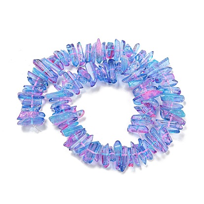 Natural Dyed Quartz Beads Strands, Two Tone Color, Chip