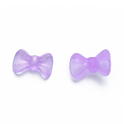 Resin Cabochons, with Glitter Powder, Bowknot