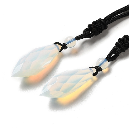 Ожерелье с подвеской из натуральных и синтетических драгоценных камней с нейлоновой веревкой для женщин