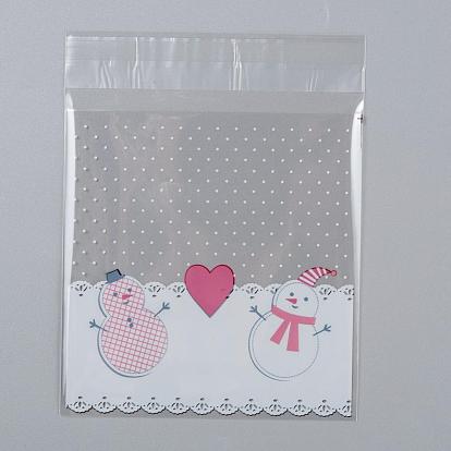 Happy Christmas Cookie Candy Bread Packaging Bags, Self-adhesive Plastic Bags