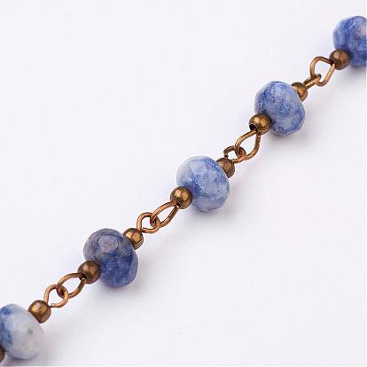 Faits à la main des chaînes de pierres précieuses perles, non soudée, pour colliers bracelets de décision, avec épingle à œil en laiton, bronze antique