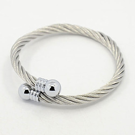 Hommes branchés 304 de bracelets de couple en acier inoxydable, 304 bracelets de corde en acier inoxydable, avec les accessoires en métal, 54mm
