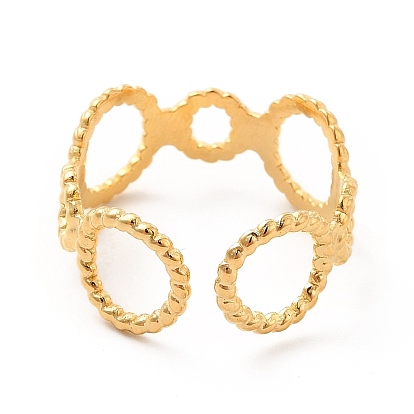 304 anillo de puño abierto con envoltura circular de acero inoxidable para mujer