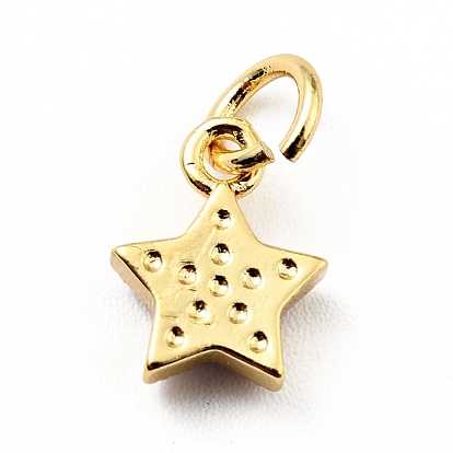Rack Plating Brass Enamel Charms, with Jump Rings, Cadmium Free & Lead Free, Real 18K Gold Plated, Star with Evil Eye