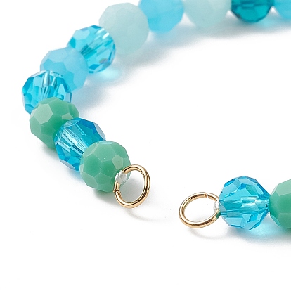 Bracelets tressés en perles de verre à facettes de couleur dégradée, pour la fabrication de bracelets à maillons réglables