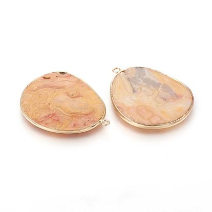 Natural Gemstone Pendants, with Brass Findings