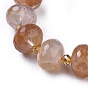 Brins de perles de quartz hématoïde jaune naturel, quartz ferrugineux, facette, rondelle