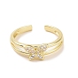 Clear Cubic Zirconia Butterfly Open Cuff Ring, Brass Jewelry for Women