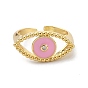 Evil Eye Clear Cubic Zirconia Wide Band Ring for Girl Women, Real 18K Gold Plated Brass Enamel Open Cuff Ring