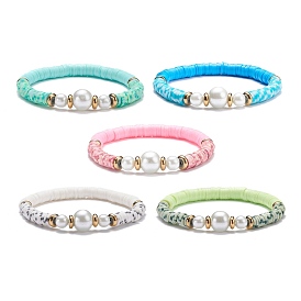 Bracelet extensible fait main en perles heishi en argile polymère, bracelet en perles de verre pour femme