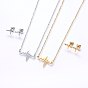 304 Stainless Steel Jewelry Sets, Stud Earrings and Pendant Necklaces, Heartbeat