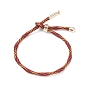 Couple Wave Pattern Nylon Round Cord Silder Bracelet with Brass Clasp for Women, Cadmium Free & Lead Free