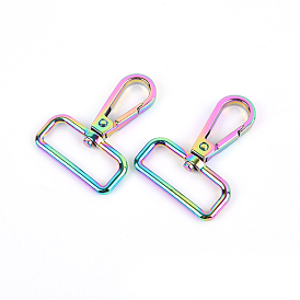 Rainbow Color Alloy Swivel Push Gate Snap Clasps, D Ring Clasps, for Lanyard Handbags Purse Making