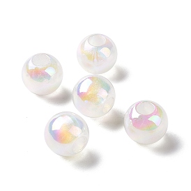 Perles européennes en plastique abs, de couleur plaquée ab , ronde