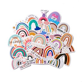 Cartoon Rainbow Paper Stickers Set, Waterproof Adhesive Label Stickers, for Water Bottles, Laptop, Luggage, Cup, Computer, Mobile Phone, Skateboard, Guitar Stickers Decor
