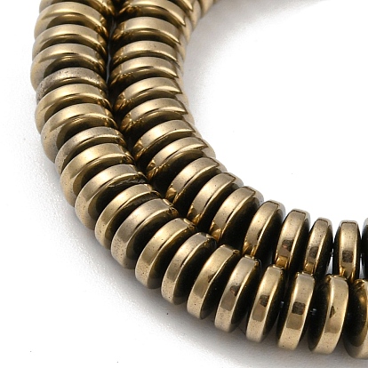 Electroplated Synthetic Non-magnetic Hematite Beads Strands, Flat Round/Disc, Heishi Beads