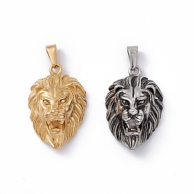 304 Stainless Steel Pendants, Lion Charm