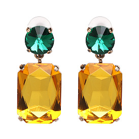 Stylish Zircon Earrings with Alloy and Diamond Accents - 51216