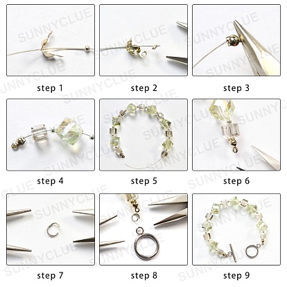 SUNNYCLUE DIY Bracelets Making Kits, include Glass Beads, Brass Tube Beads & Crimp Beads, Brass Rhinestone Spacer Beads, Alloy Toggle Clasps, Steel Wire, Iron Spacer Beads
