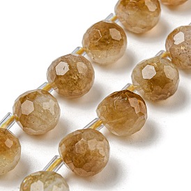 Natural Yellow Quartz Beads Strands, Faceted, Top Drilled, Teardrop