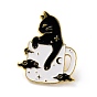Cat in Cup Enamel Pin, Cute Alloy Enamel Brooch for Backpacks Clothes, Light Gold