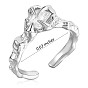 925 Sterling Silver Claw Open Cuff Ring, Cubic Zirconia Gothic Ring for Women, Platinum