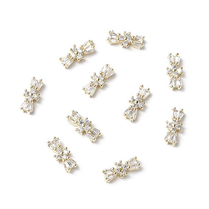 Brass Micro Pave Clear Cubic Zirconia Cabochons, Bowknot