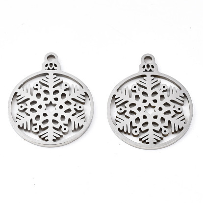 201 Stainless Steel Pendants, Laser Cut, Christmas Snowflake