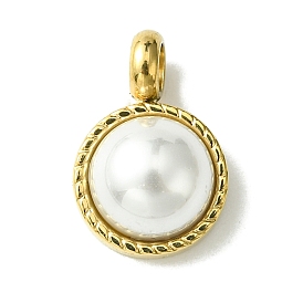 Ion Plating(IP) 304 Stainless Steel Pave Shell Pearl Half Round Charms