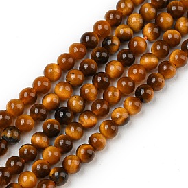 Natural Tiger Eye Beads Strands, Grade AA, Round