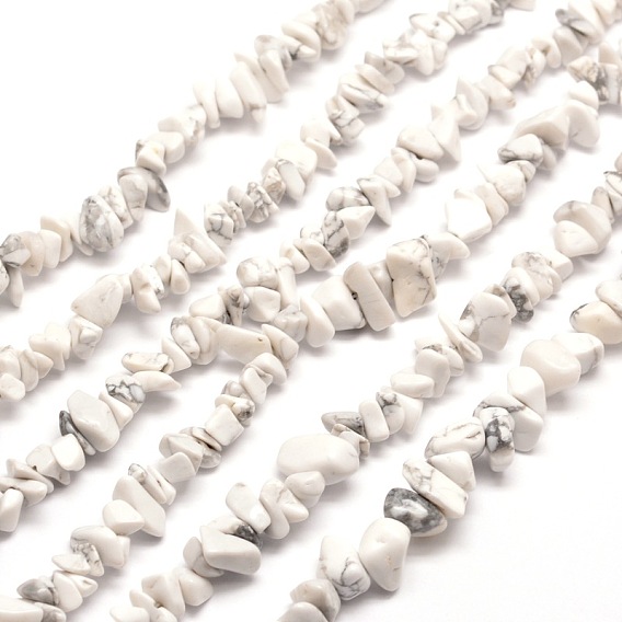 Synthetic White Howlite Chip Bead Strands, Dyed, 5~8x5~8mm, Hole: 1mm, about 31.5 inch