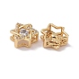 Brass Micro Pave Clear Cubic Zirconia Charms, Cadmium Free & Lead Free, Star of David