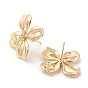 Brass with Glass Stud Earrings Findings, with Loops, Flower