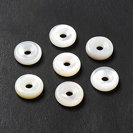 Cuentas de concha natural de blanco, donut / pi disc