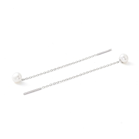 999 fil de boucle d'oreille pompon chaîne argent fin pour fille femme, boucles d'oreille en perles naturelles, platine
