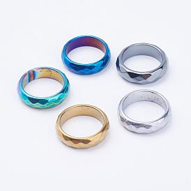 Electroplate Non-Magnetic Synthetic Hematite Rings, Faceted